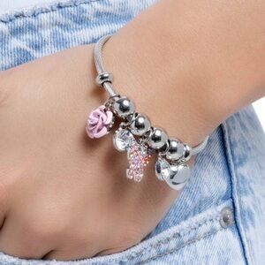 NWT Pink/Silver Butterfly, Heart, Flower Charm Bracelet(Last One)